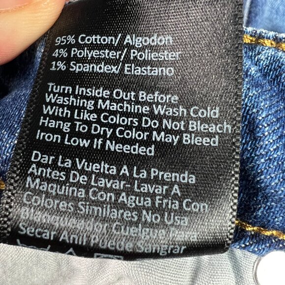 Risen Jeans Women 30x28* High Rise Flare Blue Faded Stretch Raw Hem Denim Tag 29 - Picture 9 of 16
